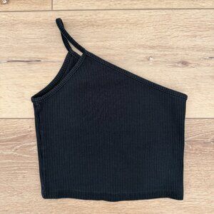 Madewell One-Shoulder Ribbed Black Tank Top M